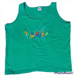 Vintage emerald green Waikiki Beach Hawaii tank top size XL